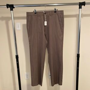 Haggar Slim Performance Slacks Dark Tan Dress Slim Pants 36/30